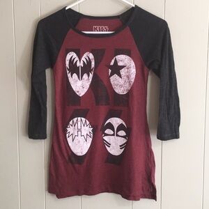 KISS 3/4 Sleeve Graphic Tee Size XS